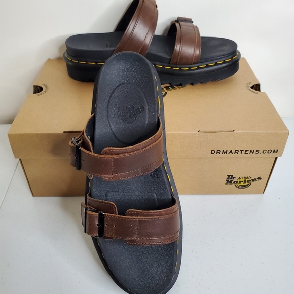 Dr. Martens Myles Brando Leather Sandal Women's Size 12 Men's 11 NEW Dark Brown - Picture 2 of 16